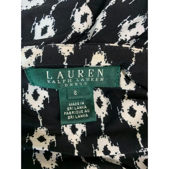 Ralph Lauren Women Dress Size 6 Black White Maxi V-Neck Wrap Sleeveless Shift - Picture 6 of 6